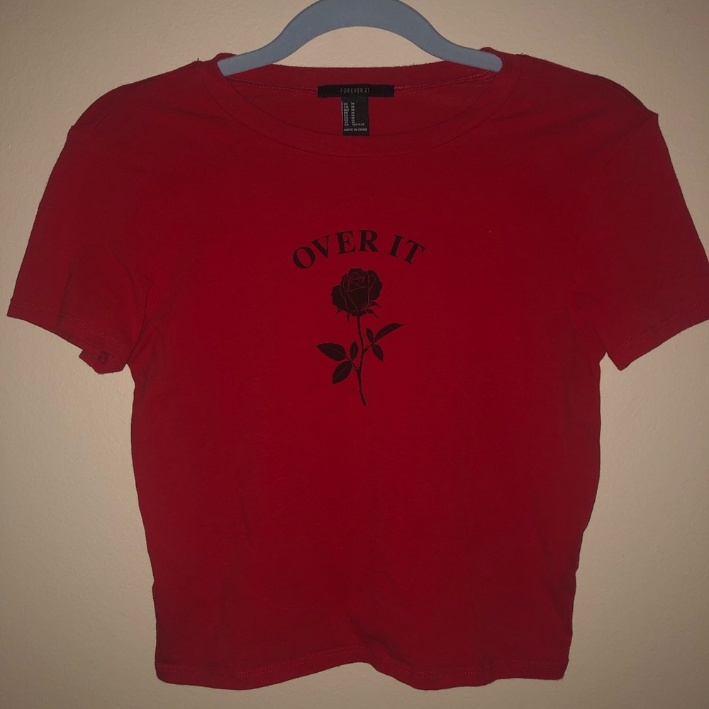 Red shirt with rose